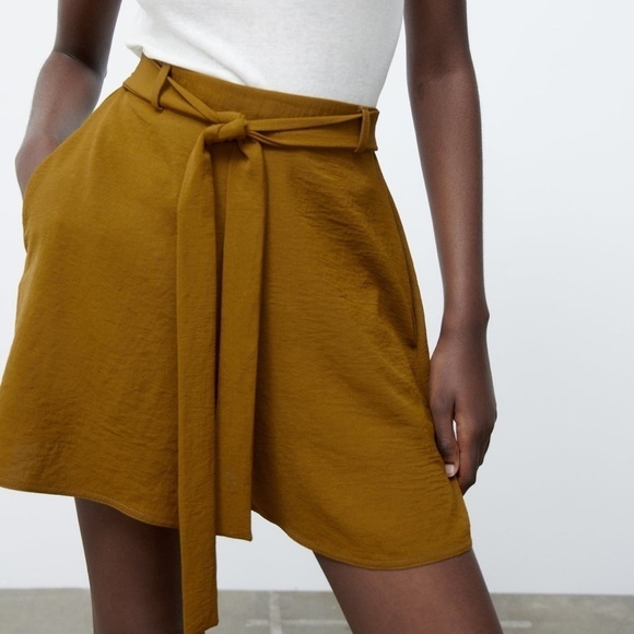 Zara tied fluid shorts khaki💟 - Picture 5 of 6